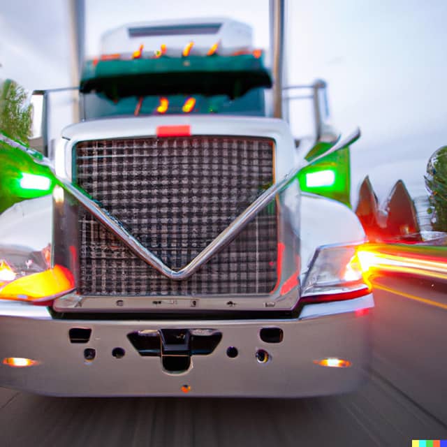 A semi tractor